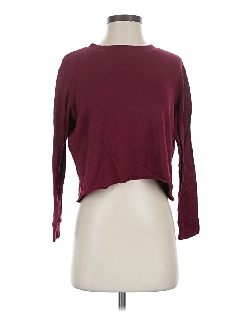 Pre-owned Agnes & Dora Long Sleeve Top Burgundy Boatneck Tops
