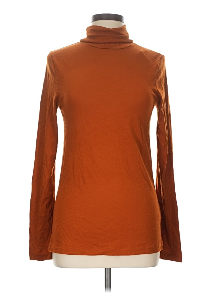 Jcrew Long Sleeve Top Orange Turtleneck Tops In Brown