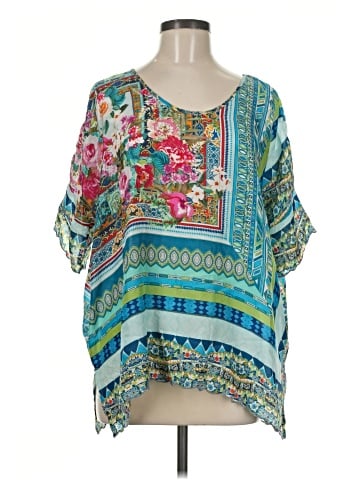 Johnny Was Short Sleeve Silk Top (view 1)