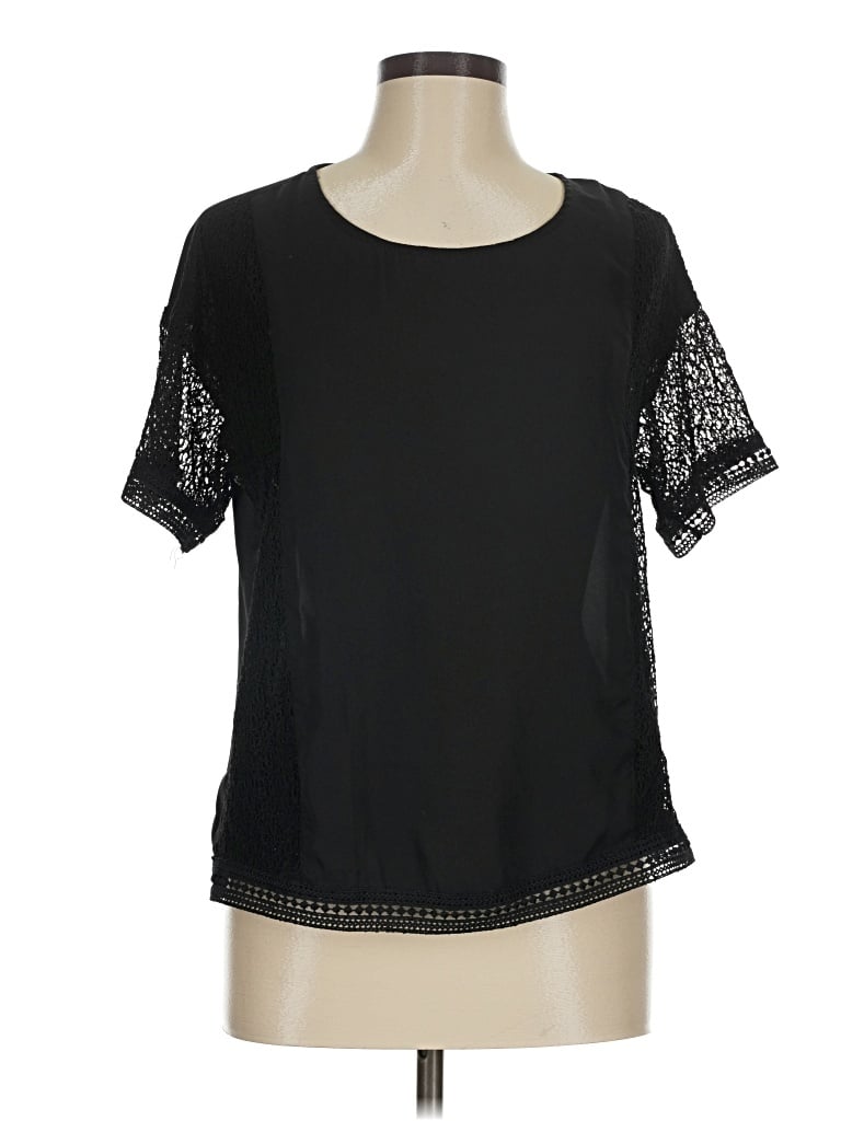 Pre-owned Gibson Short Sleeve Top Black Square Neckline Tops