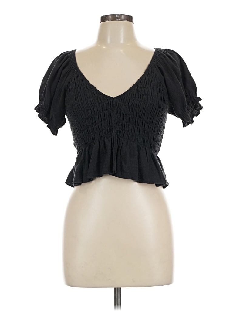 Pre-owned Miou Muse Short Sleeve Top Black Sweetheart Neckline Tops