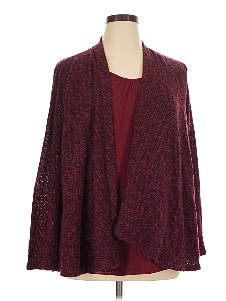 Pre-owned White Stag Kimono In Burgundy