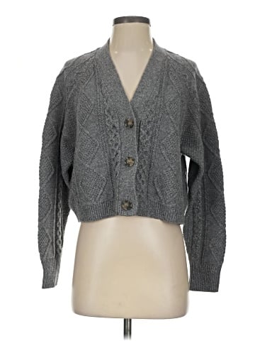 Madewell Shimmer Cable-Knit Crop Cardigan (view 1)