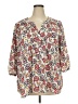 Rose + Olive 100% Polyester Floral Ivory 3/4 Sleeve Blouse Size 2X - photo 1