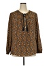 DR2 100% Polyester Brown 3/4 Sleeve Blouse Size XXL - photo 1