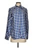 Assorted Brands 100% Silk Argyle Blue Long Sleeve Silk Top Size 2 - photo 1
