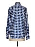 Assorted Brands 100% Silk Argyle Blue Long Sleeve Silk Top Size 2 - photo 2