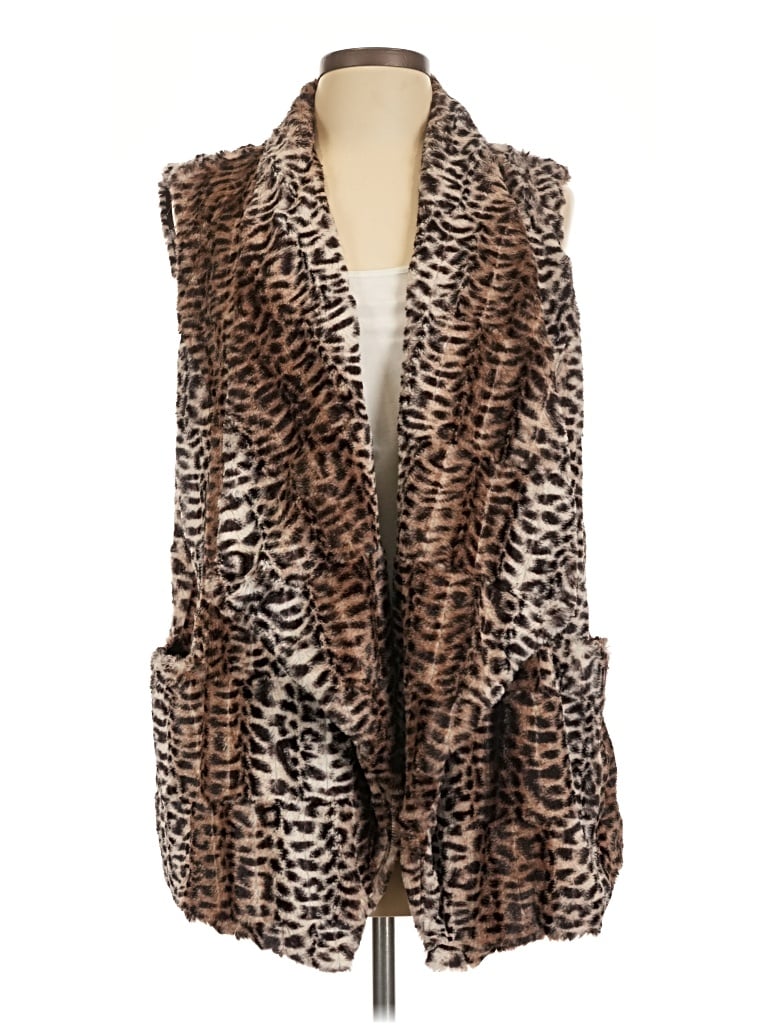 Pre-owned Multiples Faux Fur Vest In Brown