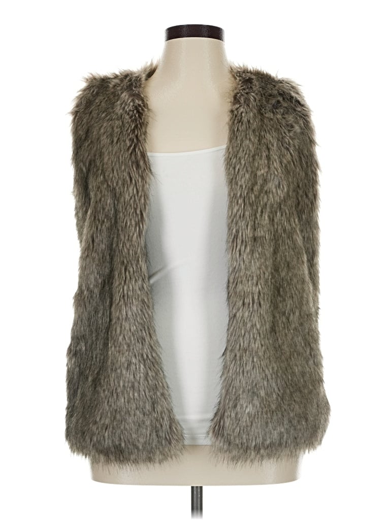 Pre-owned Jade Faux Fur Vest In Tan