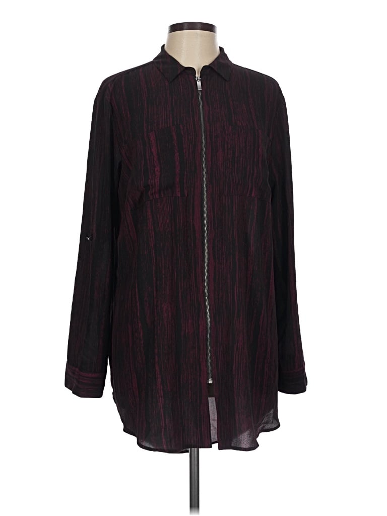 Pre-owned Rock&republic Long Sleeve Blouse In Burgundy