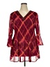 Catherines 100% Polyester Argyle Burgundy Long Sleeve Blouse Size 2X - photo 1