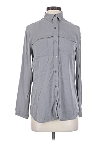Theory Long Sleeve Silk Top (view 1)
