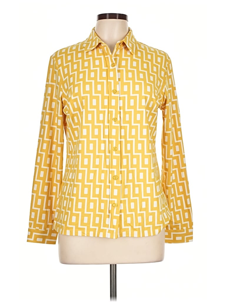 Pre-owned J. Mclaughlin Long Sleeve Blouse In Yellow