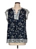 DR2 100% Polyester Blue Short Sleeve Blouse Size L (estimated) - photo 1