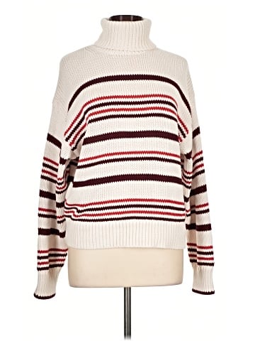 Madewell Ribbed Cotton Turtleneck Sweater in Stripe (view 1)