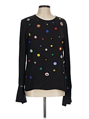 Milly Long Sleeve Silk Top (view 1)