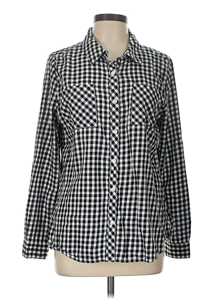 Pre-owned Relativity Long Sleeve Button Down Shirt In Black