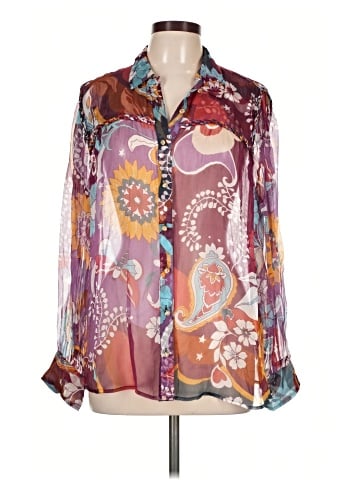 Jade Long Sleeve Silk Top (view 1)