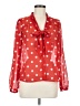 H&M 100% Polyester Polka Dots Red Long Sleeve Blouse Size 8 - photo 1