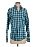 Old Navy Checkered-gingham Teal Long Sleeve Button-Down Shirt Size S - photo 1