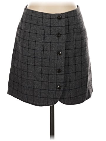 Madewell Wool Button-Front Mini Skirt in Windowpane (view 1)