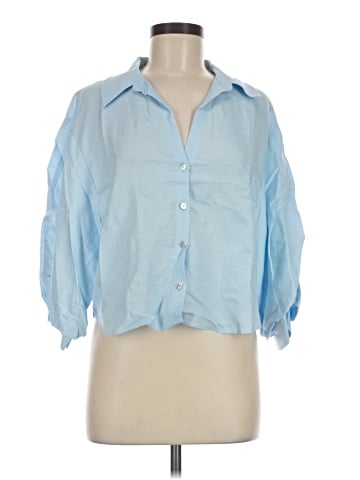 Zara 3/4 Sleeve Button-Down Shirt (view 1)