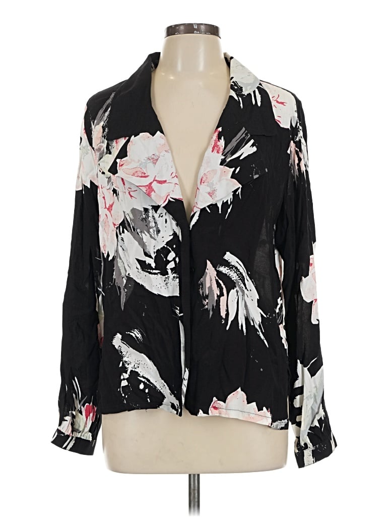 Pre-owned Leith Long Sleeve Blouse In Black