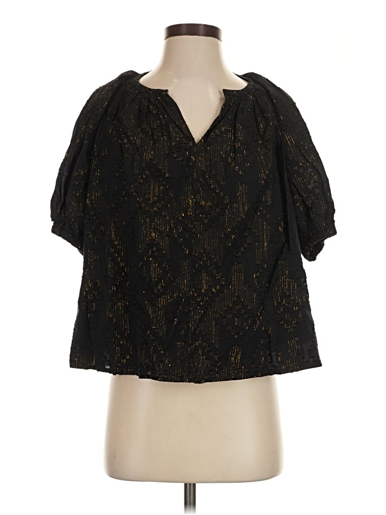 Pre-owned Roller Rabbit Short Sleeve Blouse In Black