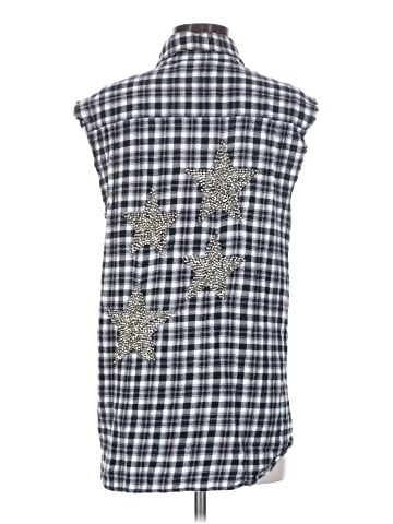 Aqua Sleeveless Button-Down Shirt (view 2)
