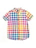 Tea 100% Cotton Checkered-gingham Yellow Short Sleeve Button-Down Shirt Size 10 - photo 1