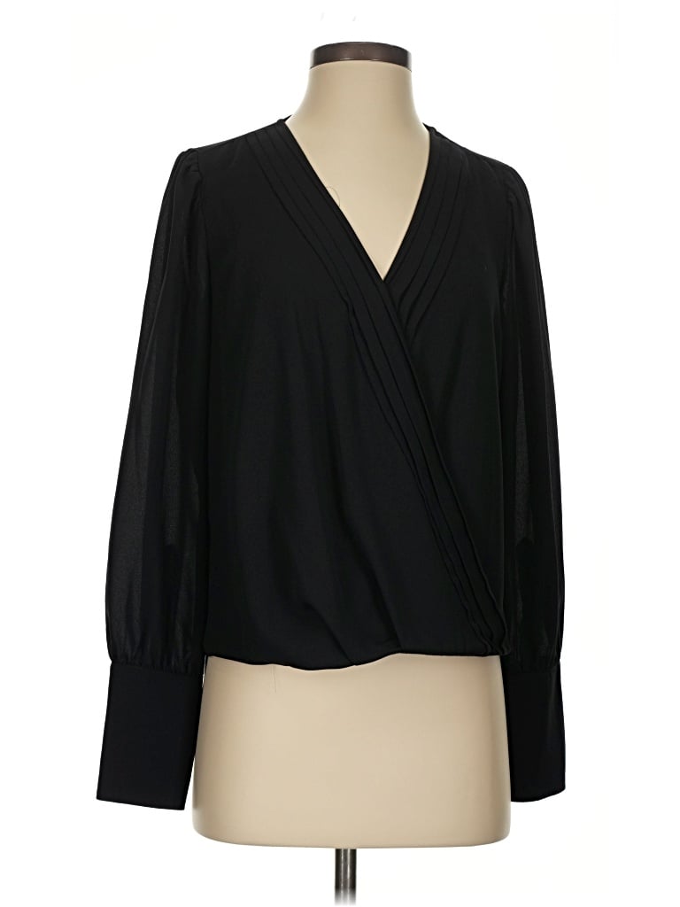 Pre-owned Halogen Long Sleeve Blouse In Black