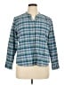 L.L.Bean Plaid Teal 3/4 Sleeve Button-Down Shirt Size XL - photo 1