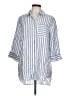 Chico's 100% Linen Stripes Blue 3/4 Sleeve Button-Down Shirt Size Lg (2) - photo 1