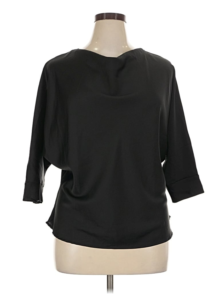 Pre-owned Renee C 3/4 Sleeve Top Black Boatneck Tops