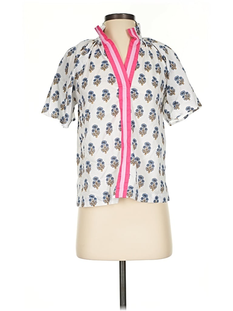 Pre-owned Thml Short Sleeve Blouse In White