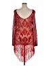 Calypso St. Barth 100% Viscose Red Poncho Size Lg (2) - photo 2
