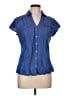 Express 100% Cotton Blue Short Sleeve Blouse Size L - photo 1