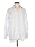 Sigrid Olsen 100% Linen Stripes Blue Long Sleeve Button-Down Shirt Size M - photo 1