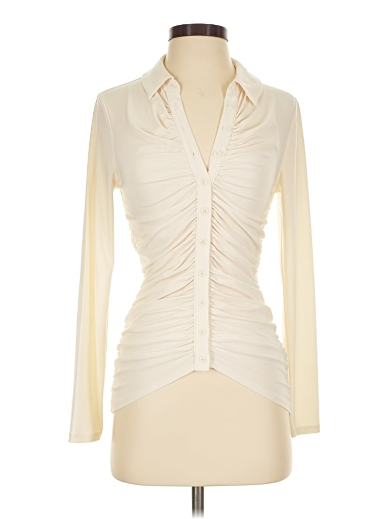 Pre-owned Express Long Sleeve Blouse In Ivory