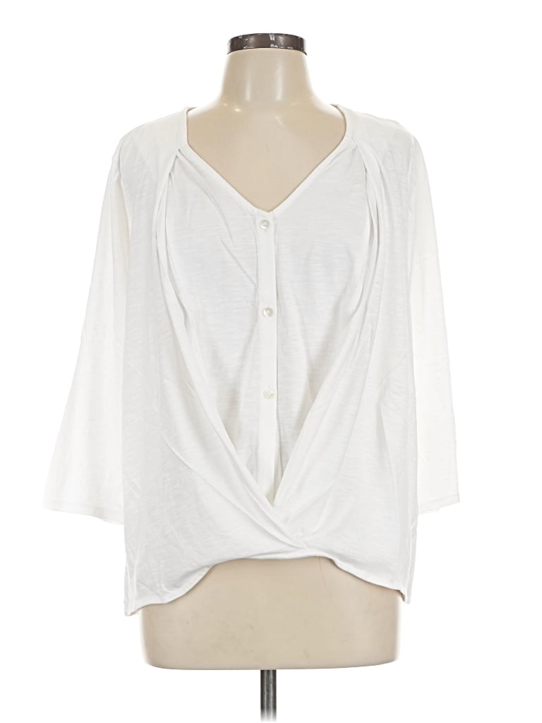 Pre-owned Purejill 3/4 Sleeve Blouse In White