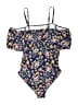 Pink Blush 100% Polyester Floral Blue One Piece Swimsuit Size Med Maternity - photo 2