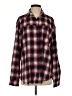 Pol Plaid Burgundy Long Sleeve Blouse Size S - photo 1