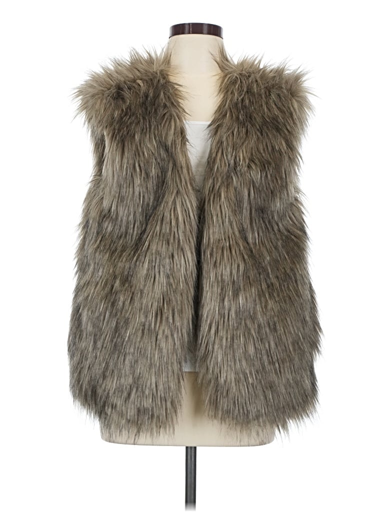 Pre-owned Open Edit Faux Fur Vest In Gray
