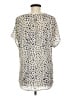 CAbi 100% Polyester Animal Print Ivory Short Sleeve Blouse Size M - photo 2