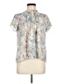 Rose + Olive 100% Polyester Floral Blue Short Sleeve Blouse Size M - photo 1