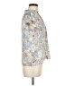 Rose + Olive 100% Polyester Floral Blue Short Sleeve Blouse Size M - photo 4