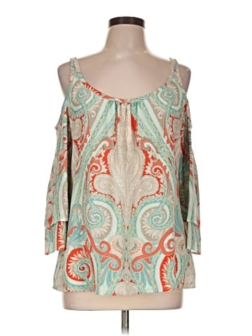 Ecru 3/4 Sleeve Silk Top (view 1)
