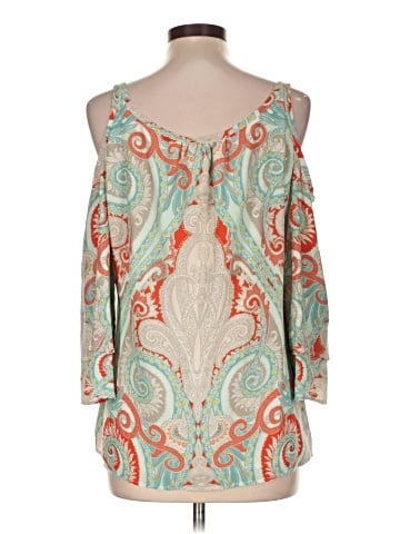 Ecru 3/4 Sleeve Silk Top (view 2)