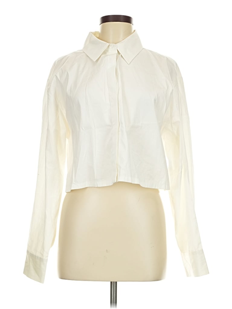 Pre-owned Open Edit Long Sleeve Blouse In Ivory