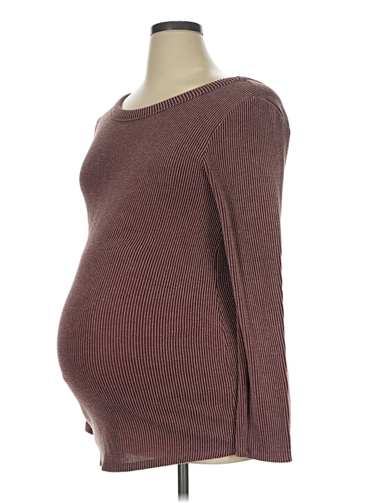 Pre-owned Hello Miz Long Sleeve Top Burgundy Boatneck Tops